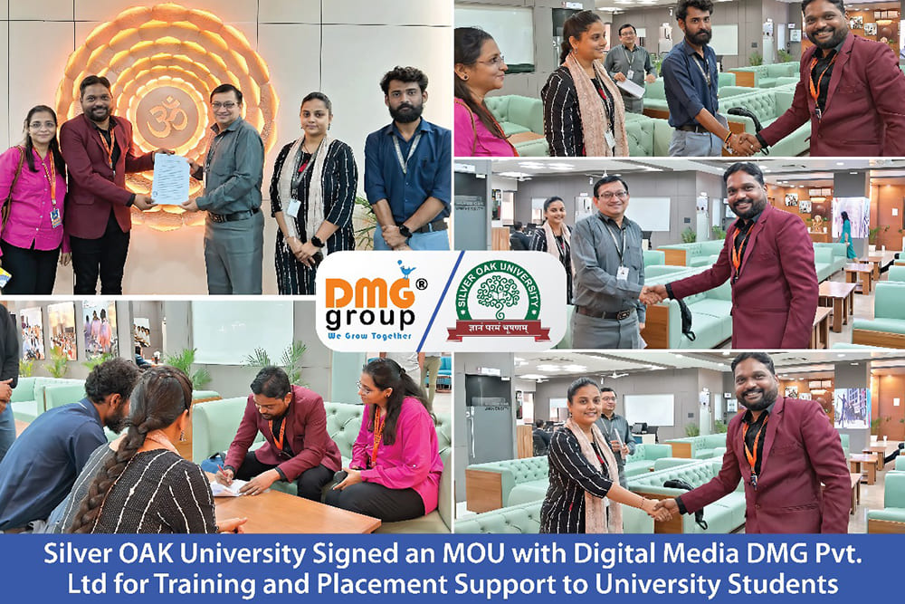 Silver OAK University Signed MOU with Digital Media DMG Pvt. Ltd for Training and Placement Support to University Students